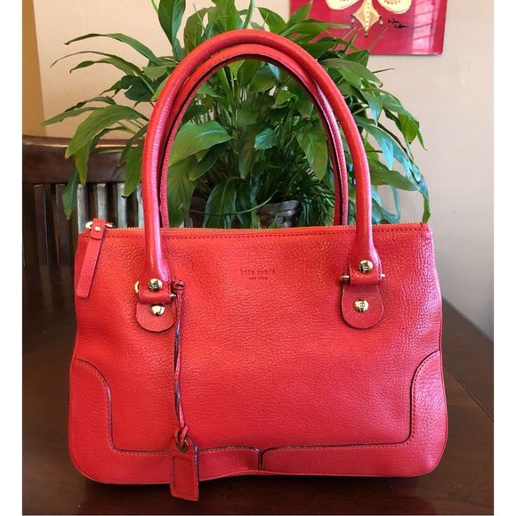kate spade Handbags - KATE SPADE - Pebbled Leather Satchel in Tomato Red - 4 Sections. LIKE NEW! ❤️